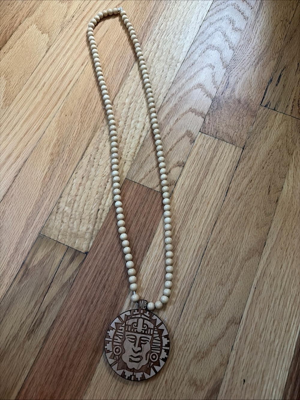handmade wooden bead necklace olmec legends of the hidden temple pendant